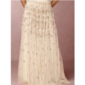 Needle & Thread Cream Maxi A-Line Skirt with Embellishments